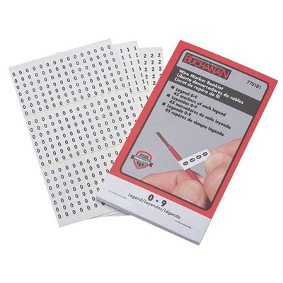 IDEAL 775101 Wire Marker Booklet 0-9 Legend 10 pages x 45 Markers