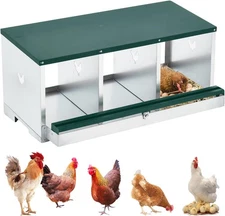 Metal Chicken Hens Nesting Boxes 3/4/6/8 Hole Roll Away Egg Laying Box for Coop