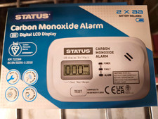 Status Carbon Monoxide Detector Digital LCD Test Button LED 2x AA White 85dB