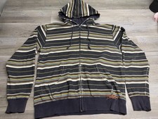 Vintage Billabong Striped Zip Hoodie Mens Large Surfer Grunge Distressed Y2K