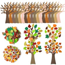 24 Pack Fall Themed Foam Tree Sticker Craft for Kids - DIY Self-Adhesive Leav...