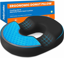 Donut Pillow Cooling Gel Memory Foam Cushion, Large, Black