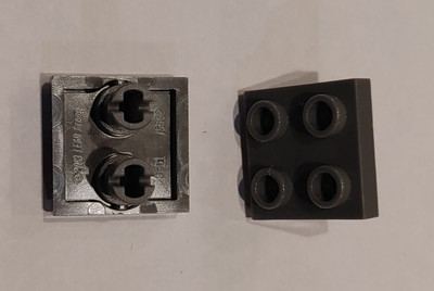 LEGO  2x Technic Platte m 2x Pin Brick 2x2 - 15092- Dunkelgrau Dark Bluish Gray