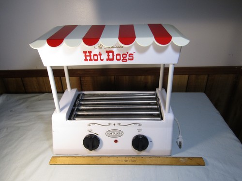 Nostalgia Electrics Old-Fashioned Hot Dog Roller w/ Bun Warmer Canopy 14"x14"x8"