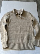 CAT AND JACK Boys Cream Brown Cable Knit Pullover Sweater Buttons Size XL 16