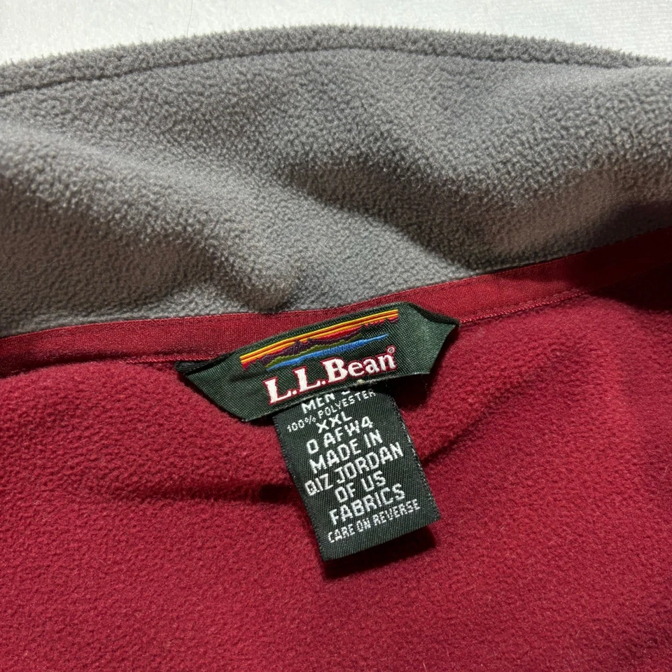 Vintage LL Bean Full Zip Fleece Jacket Men's 2XL Gray Red Polartec Outdoor 90's - Image 4 of 4