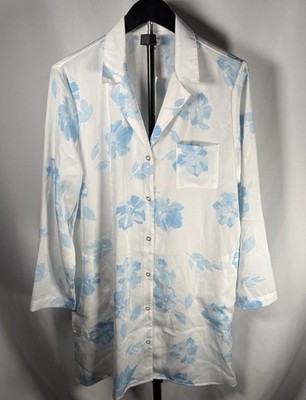 New Splendid Women s Washed Satin Sleep Shirt Nightgown Pajamas Fall Floral M