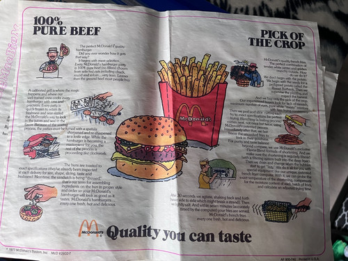 3 Paper Placemats 1977, McDonald's, "Un-Used" BIG MAC (Scarce / Vintage)