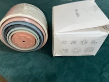 MOONKIE STACKING CUPS NEW 6 Months + FOOD GRADE SILICONE Baby Toy Set STACK CHEW