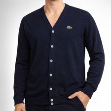 Cardigan Izod Lacoste uomo XL blu navy vintage cardigan retrò made in USA 