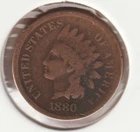 US Rare Old West 1880 Indian Head Penny Coin American Collection Shield Cent USA