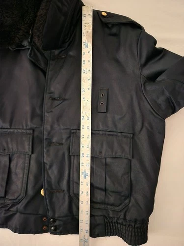 Vintage Workwear Bomber Jacket Size 44 Navy Blue Thinsulate Removable Collar image 7