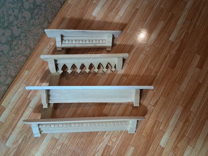 Dollhouse Wall SHELVES  Lot 4b Handmade Wood shelving 1/12 Bed Bath Study Shop