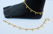 Indian Gold Plated Payal Foot Designer Chain Anklet Set Women Fashion Jewelry 18