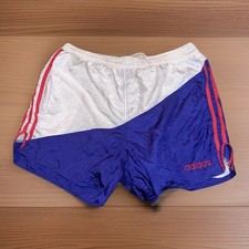 VTG NYLON RED, WHITE BLUE ADIDAS RUNNING SHORTS SZ MED