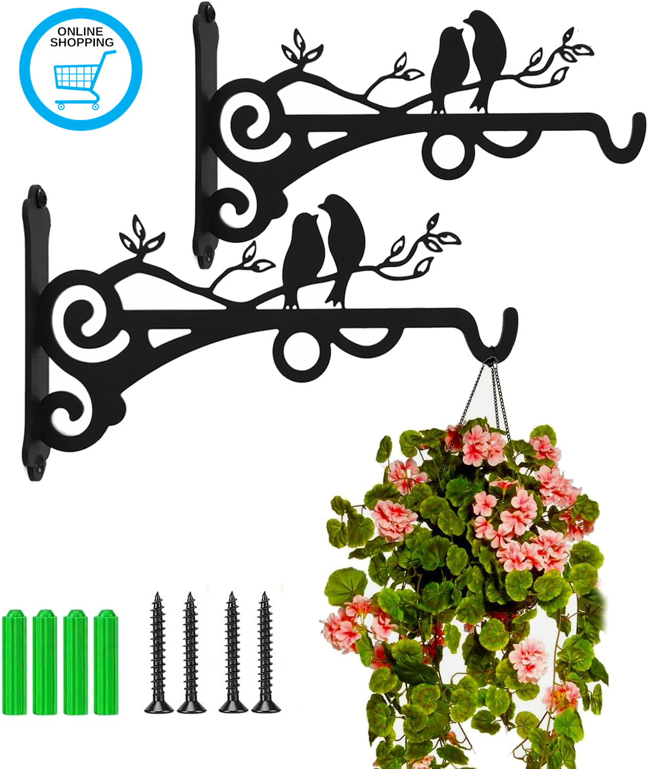 KEENSUNI 2PCS Hanging Basket Bracket, Brackets for Hanging Basket,Bird Feeders,L