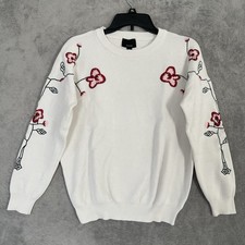 Vintage Embroidered Lumiere Cottagecore Sweater Medium Womens White Floral