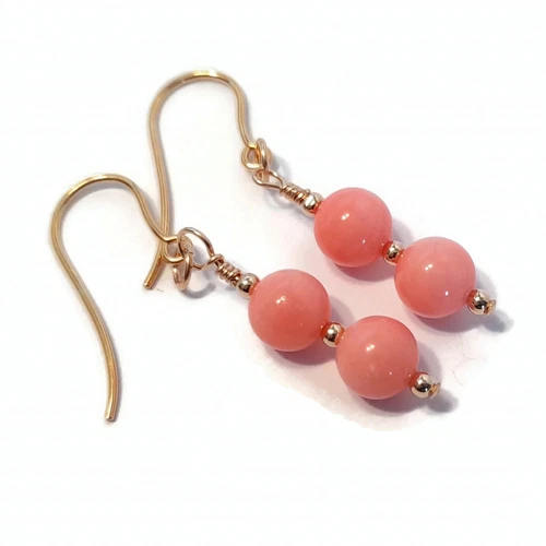 Pink Shell Pearl Earrings Dangle Drop Gemstone Earrings Vintage Style - Picture 10 of 10