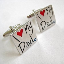 I LOVE MY DAD Silver Cuff Link Mens fathers day gift gandad birthday in Gift box