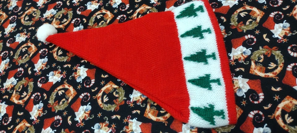 Gorro de Papá Noel Lindo Bebé Niño Pequeño Árboles de Navidad Cono Rojo Gorra Sombrero De Colección Años 80 Foto 2 de 4