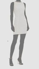 $278 Ieena for Mac Duggal Women's White Jewel Neck Cocktail Mini Dress Size 4