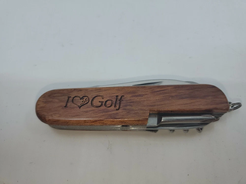 Multi-tool Pocket Knife I Love Golf Kansas Buffalo Engraved  On Wood  Handle