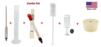 6pc Hydrometer Alcohol Meter Tralle Test Kit 0-200 Proof Traceable Alcoholometer