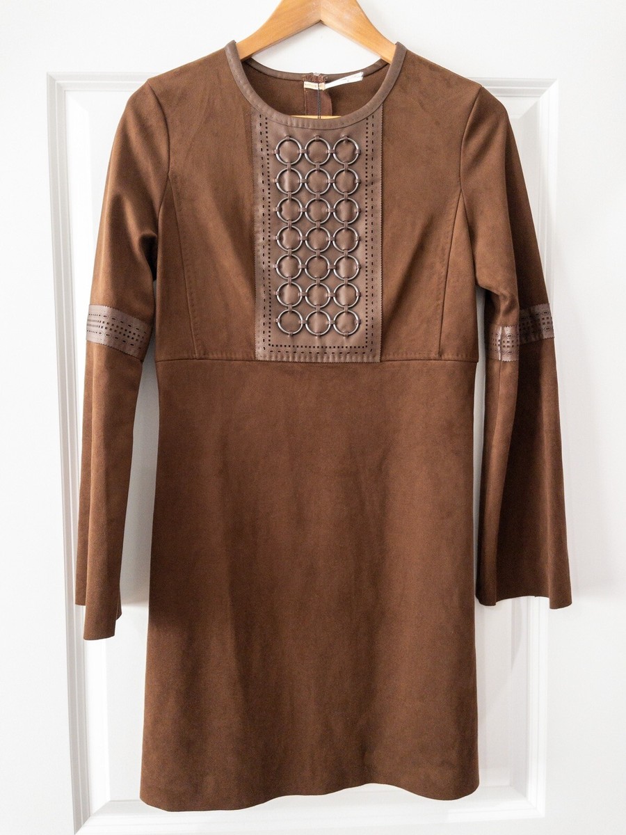 max studio brown dress Max Studio Brown Patterned Surplice Midi Dress