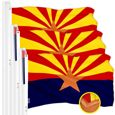 G128 3 Pack Arizona AZ State Flag 4x6 Ft ToughWeave Embroidered 300D Polyester