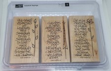 Stampin' Up Sidekick Sayings Wood Mount Stamp Set of 3 Christmas Happiness Ret