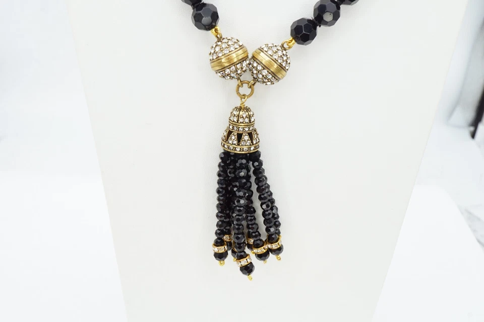 Heidi Daus Necklace Gold Tone Black Crystal Bead Have It Your Way 36" - Image 2 of 4
