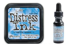 Salty Ocean Distress Ink Pad + Reinker Lot - Tim Holtz Bundle