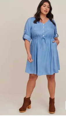 Torrid Button Front Chambray Shirt Dress With Pockets NWT Plus Size 1X |  eBay