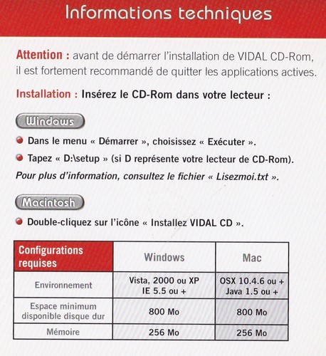 CD-ROM * VIDAL * VERSION 1/3 FEVRIER 2010 * très bon état - Photo 4/4