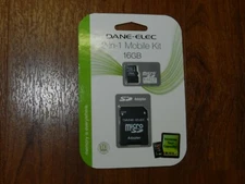 Genuine 16GB Dane-Elec 2-in-1 Mobile MicroSDHC Memory Card Class 4 DA-2IN1-16G-R