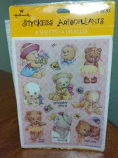 Vintage Hallmark Stickers 4 Sheet Set Dressed Up Bears Cute NIP