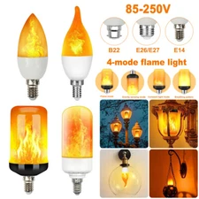B22 E14 E27 LED Flicker Flame Lamp Bulb Burning Fire Effect Candle Bulb Light
