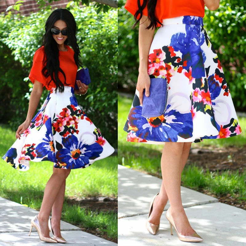Pleated white top floral skirt