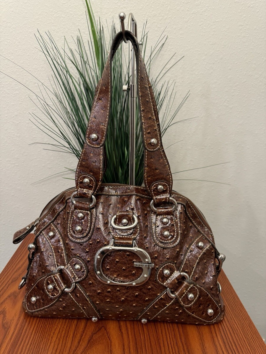Y2K GUESS Brown With Textured Ostrich Leather Effect Vegan Y2K GUESS Brown With Textured Ostrich Leather Effect Vegan