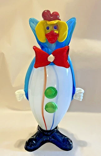 Murano Style Art Glass Clown Figurine 12” Inches Tall