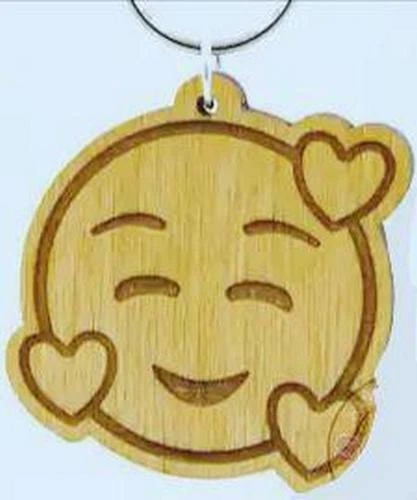 Portachiavi portachiave con emoticon emoticons smile faccine in legno wood - Immagine 3 di 4