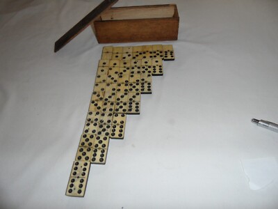 ANTIKER KNOCHEN UND EBENHOLZ 6ER SET KOMPLETT.  BOX ENTHALTEN