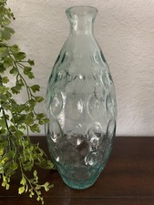 Large Thick Clear Coastal Sea Glass Vase Accent Decor, Heavyweight