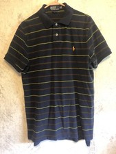 Polo Ralph Lauren Custom Fit Navy Blue White Stripe Short Sleeve Polo Men XL