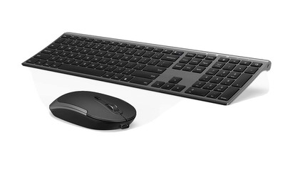 VSSOPLOR Wireless Keyboard And Mouse Combo Dark Gray Sleek Rechargeable