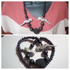 Unique Hand Made Chunky Bead Wooden Parrot Statement Necklace One Of A Kind