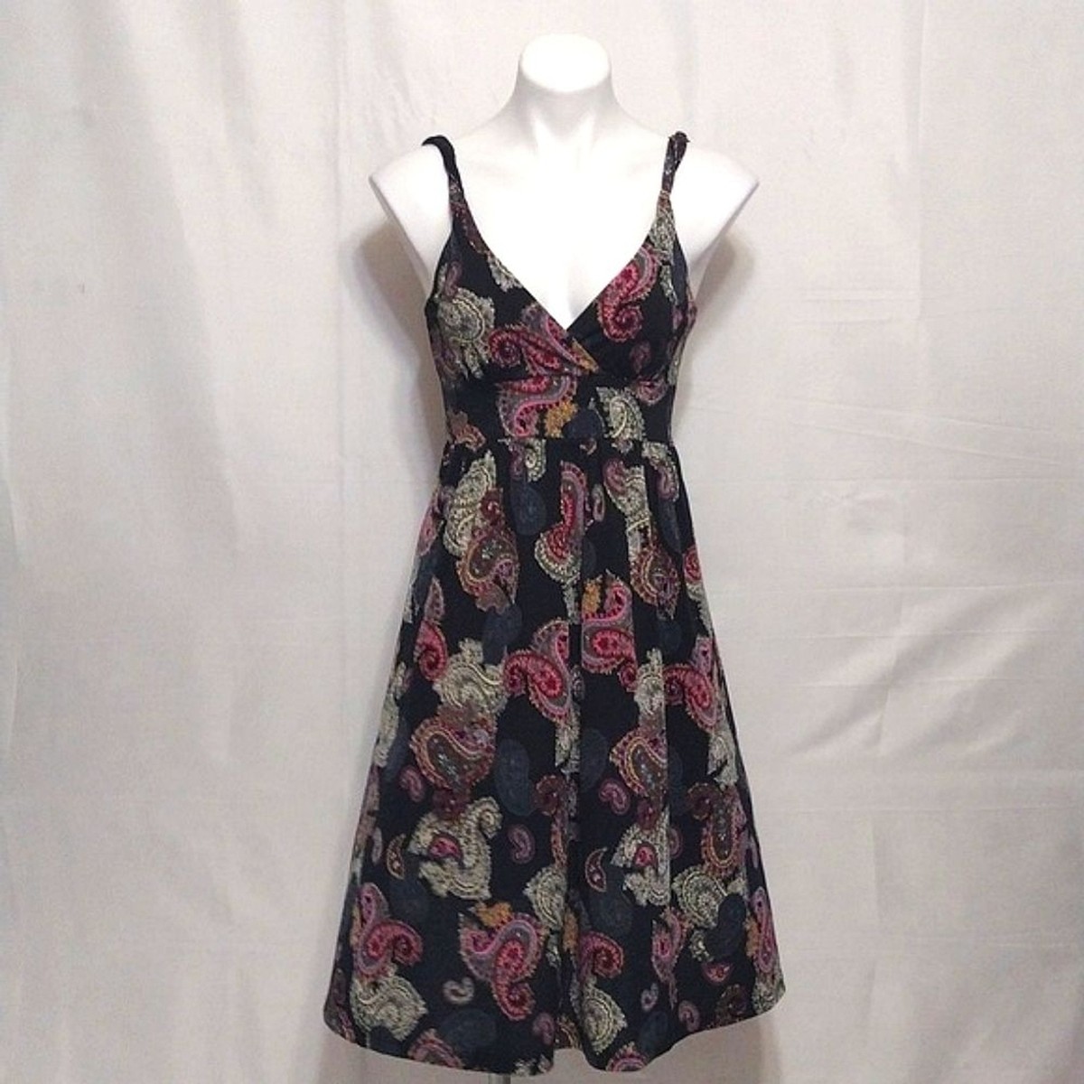 Pepper Women's Surplice V-neck Paisley Print Empire Cut Dress Medium | eBay