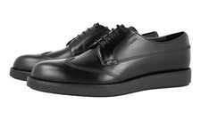 LUXURY PRADA DERBY BUSINESS SHOES 2EE304 BLACK LEATHER NEW US 10.5 EU 43,5 44