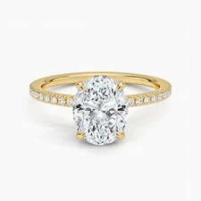3 Ct Oval Cut Lab Grown Diamond Hidden Halo Engagement Ring 14k Yellow Gold