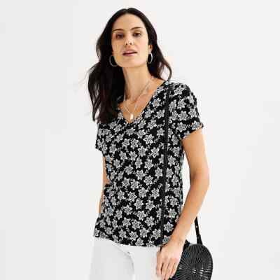 Women's Croft & Barrow  Essential V-Neck Tee Multi Color M, L, XL